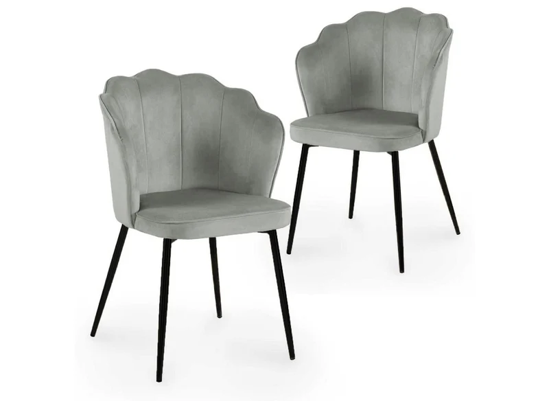 Set di 2 sedie di design in velluto grigio con piedi neri GARANCE