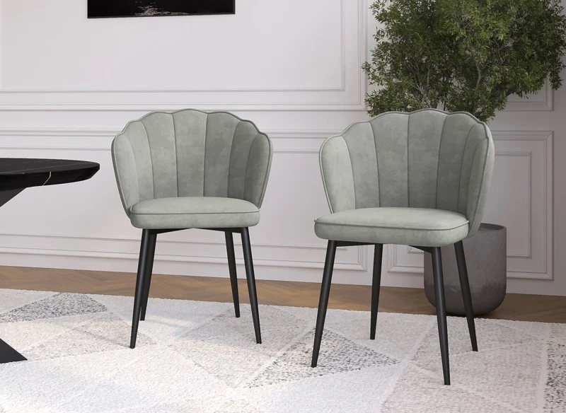 Set di 2 sedie di design in velluto grigio con piedi neri GARANCE