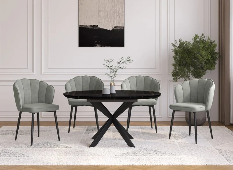 Set di 2 sedie di design in velluto grigio con piedi neri GARANCE