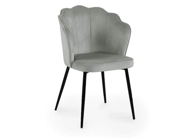 Set di 2 sedie di design in velluto grigio con piedi neri GARANCE