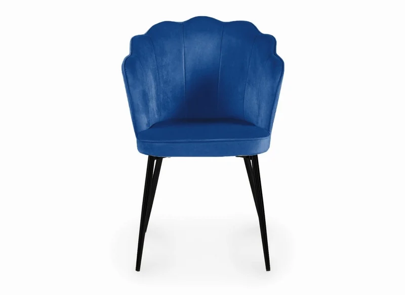 Set di 2 sedie di design in velluto blu con piedi neri GARANCE