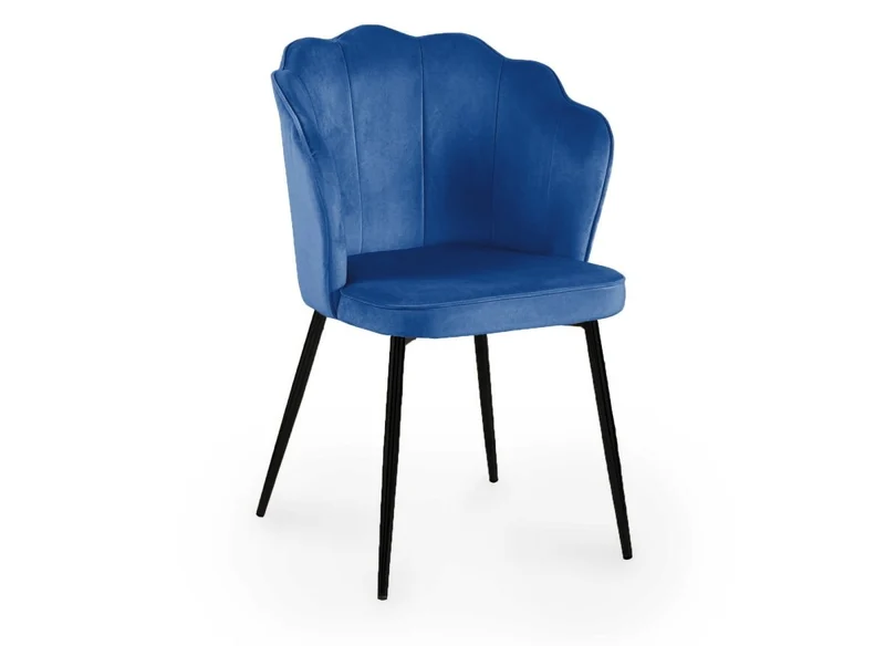 Set di 2 sedie di design in velluto blu con piedi neri GARANCE