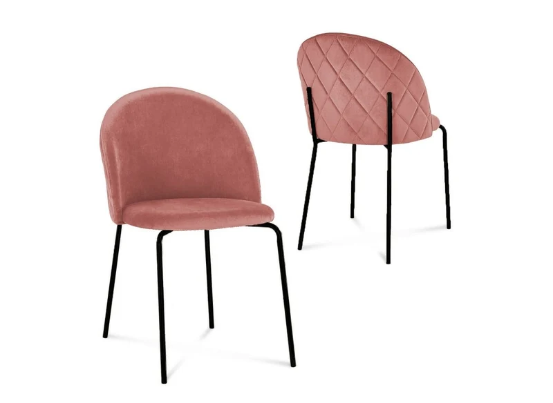 Set di 2 sedie di design in velluto rosa con piedi neri KENNETH