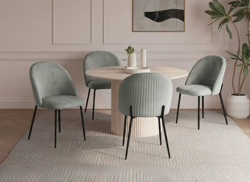 Set di 2 sedie di design in velluto grigio con piedi neri ARABEL