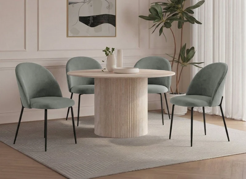 Set di 2 sedie di design in velluto grigio con piedi neri ARABEL