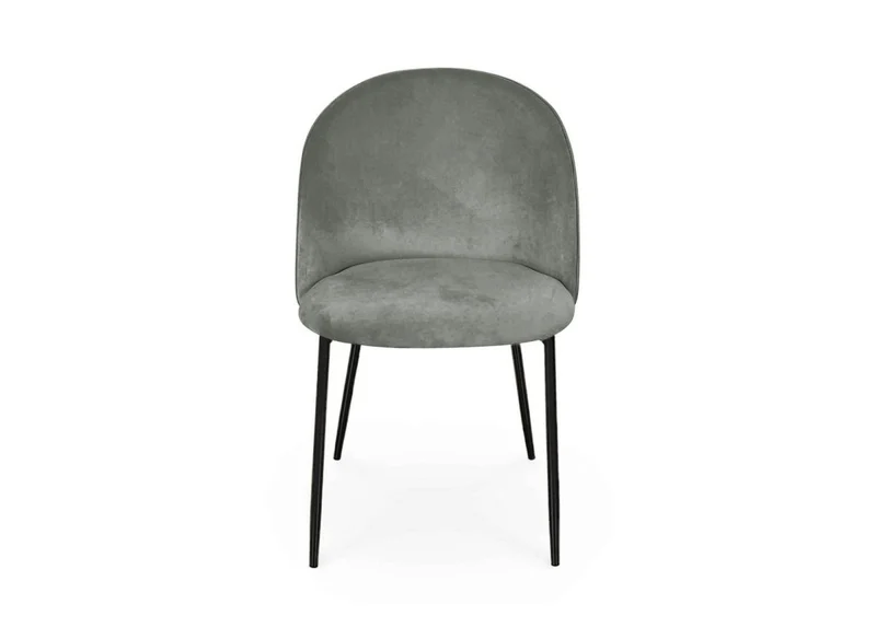 Set di 2 sedie di design in velluto grigio con piedi neri ARABEL