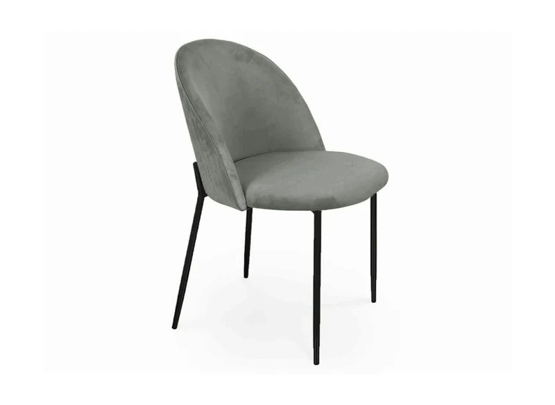 Set di 2 sedie di design in velluto grigio con piedi neri ARABEL