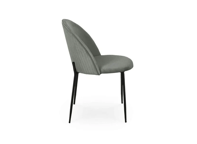 Set di 2 sedie di design in velluto grigio con piedi neri ARABEL