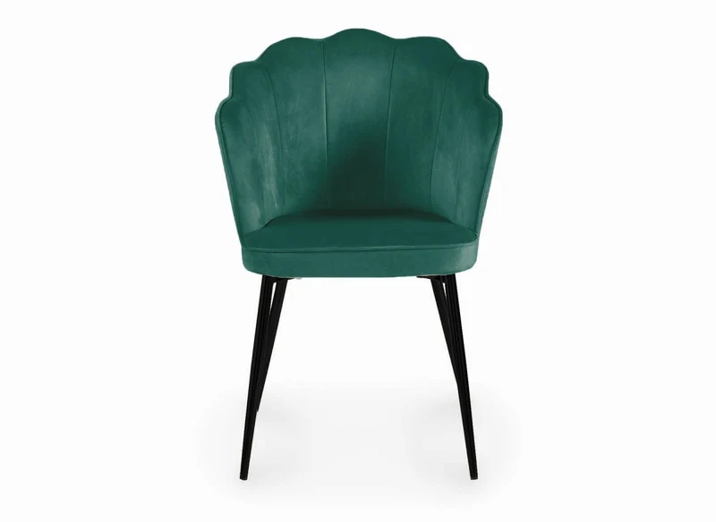 Set di 2 sedie di design in velluto verde con gambe nere GARANCE