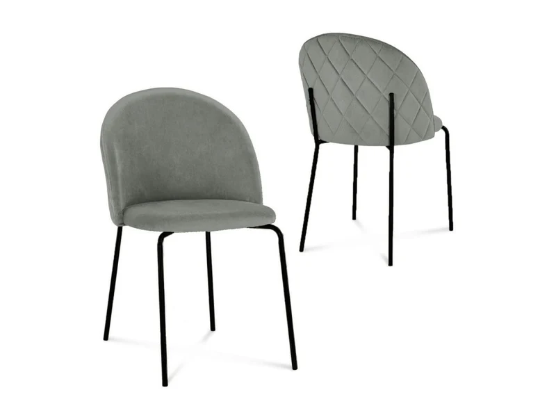 Set di 2 sedie di design in velluto grigio con piedi neri KENNETH