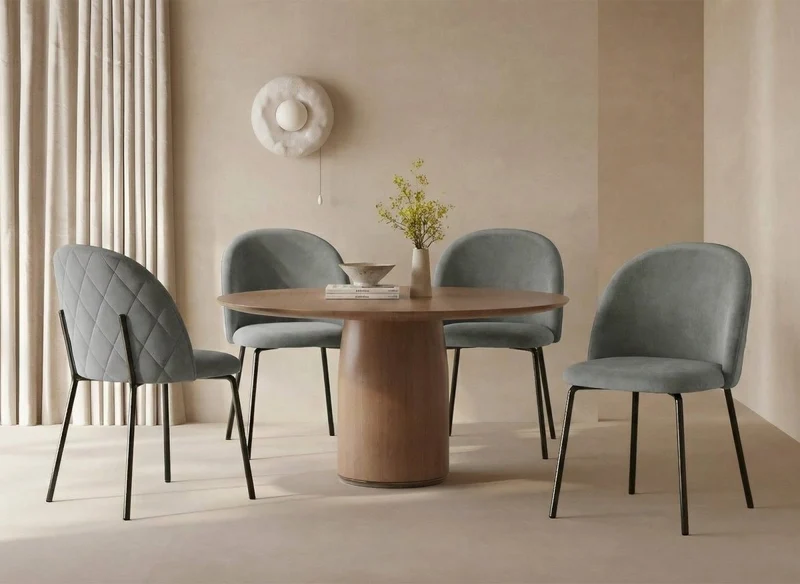 Set di 2 sedie di design in velluto grigio con piedi neri KENNETH