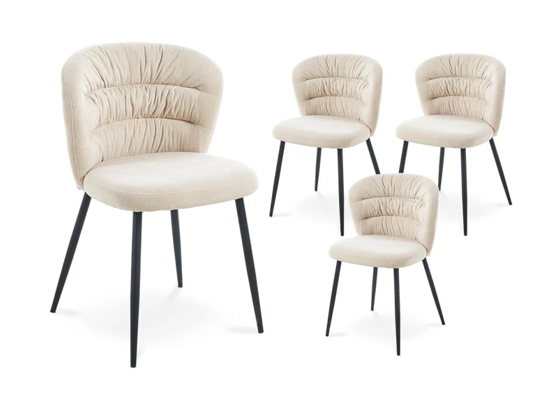 Set di 4 sedie DANIELA in velluto a coste beige
