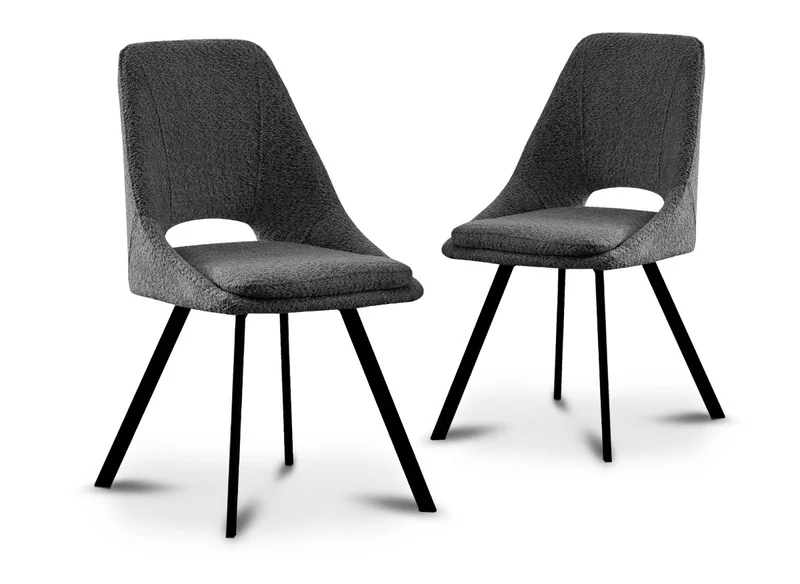 Set di 2 sedie NARCISSE effetto pelle di pecora grigio scuro