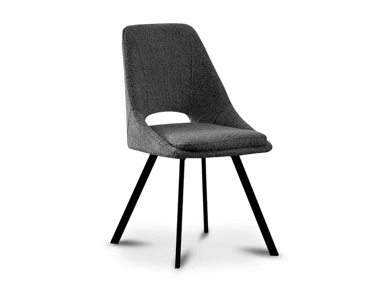 Set di 2 sedie NARCISSE effetto pelle di pecora grigio scuro