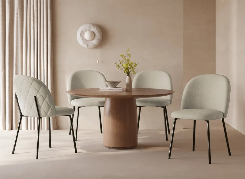 Set di 2 sedie di design in velluto beige con piedi neri KENNETH