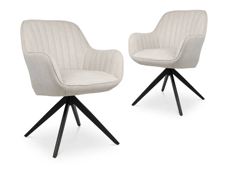 Set di 2 sedie girevoli in tessuto beige MARLEY