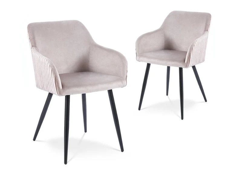 Set di 2 sedie in velluto beige con gambe in metallo nero DEVOR