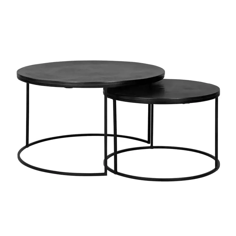 Richmond Interiors Couchtisch Bolder 2er-Set Aluminium Schwarz (Schwarz)