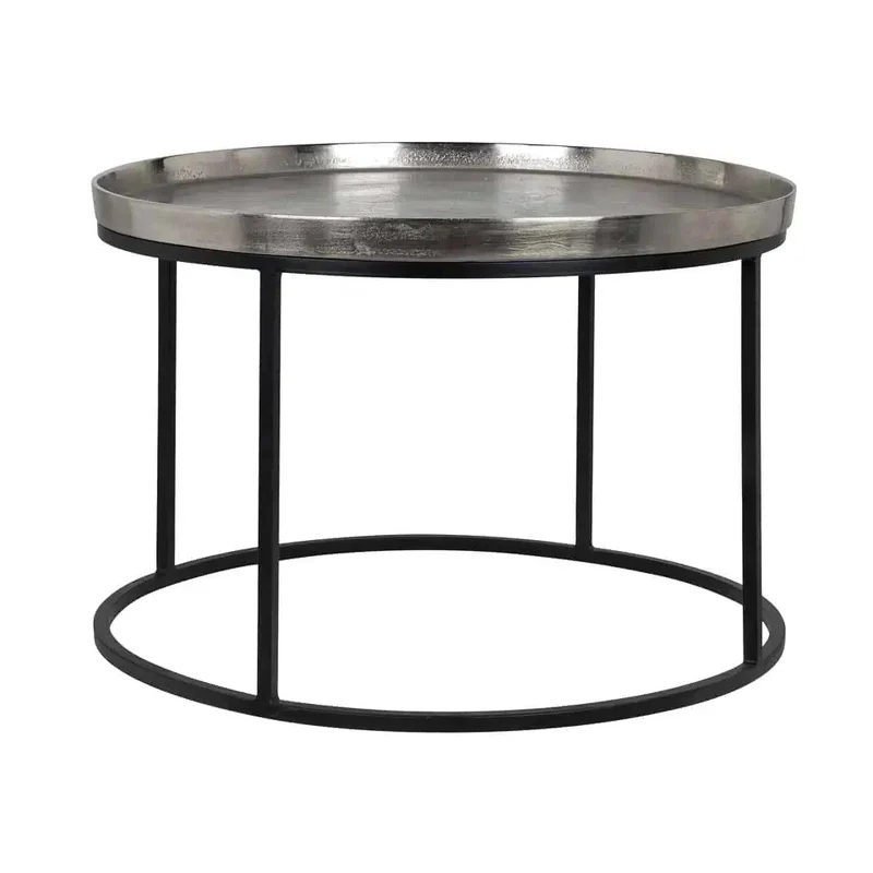 Richmond Interiors Couchtisch Lyam aluminium Silber 70Ø
