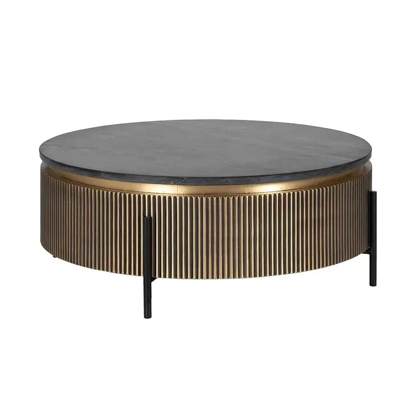 Richmond Interiors Couchtisch Ironville Rund Coffee Table 90Ø (Gold)