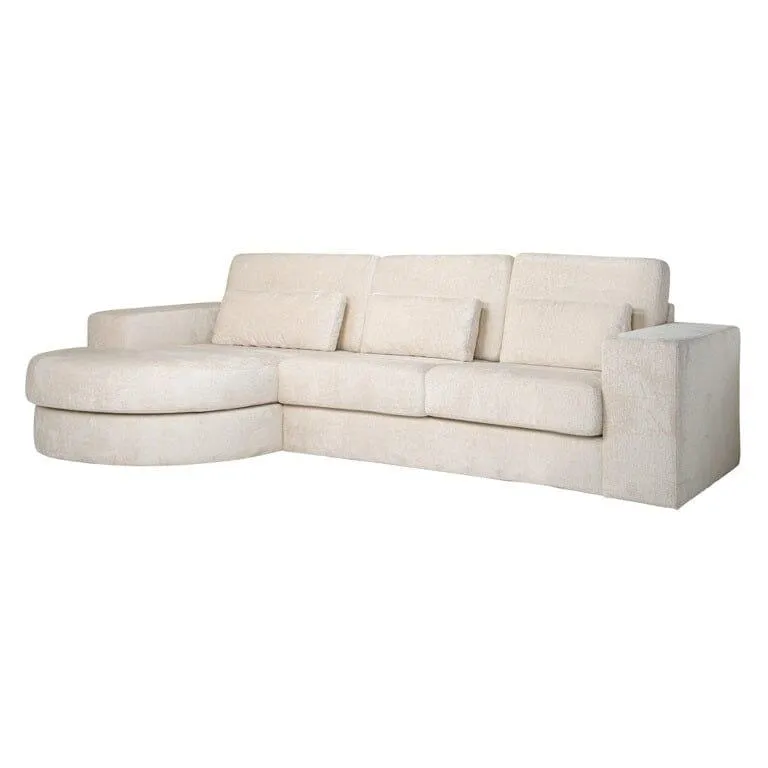 Richmond Interiors Sofa Couch Felix 2,5 seats + lounge links rund white chenille