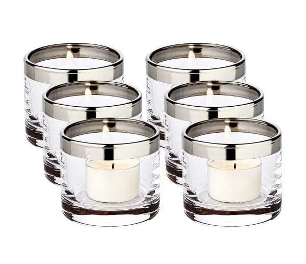 Edzard Molly Windlicht mundgeblasenes Kristallglas mit Platinrand 6er Set