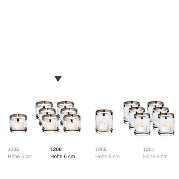 Edzard Molly Windlicht mundgeblasenes Kristallglas mit Platinrand 6er Set