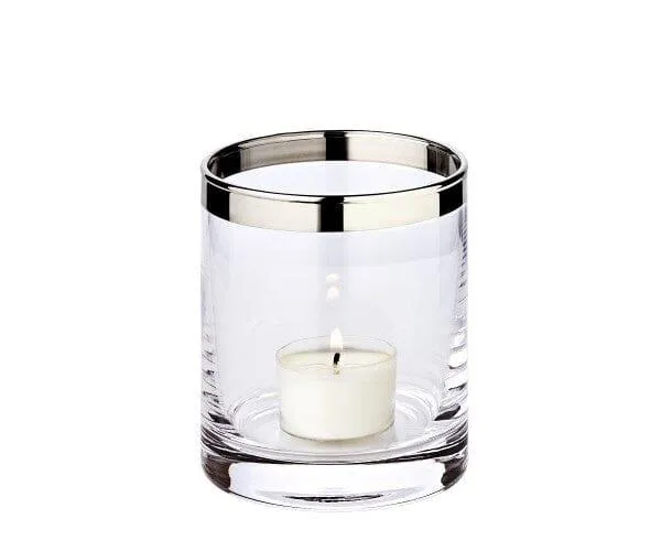 Edzard Molly Windlicht mundgeblasenes Kristallglas mit Platinrand 6er Set