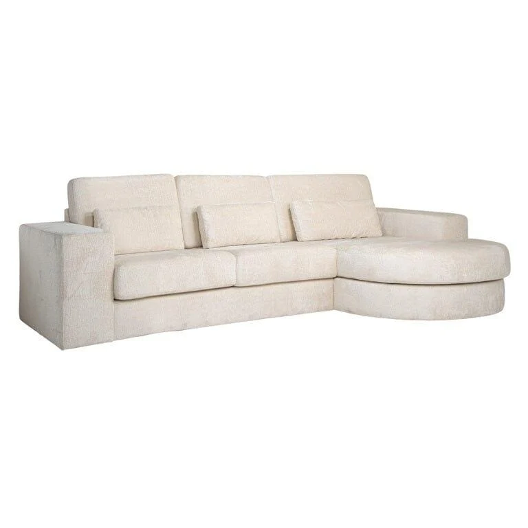 Richmond Interiors Sofa Couch Felix 2,5 seats + lounge rechts rund white chenille