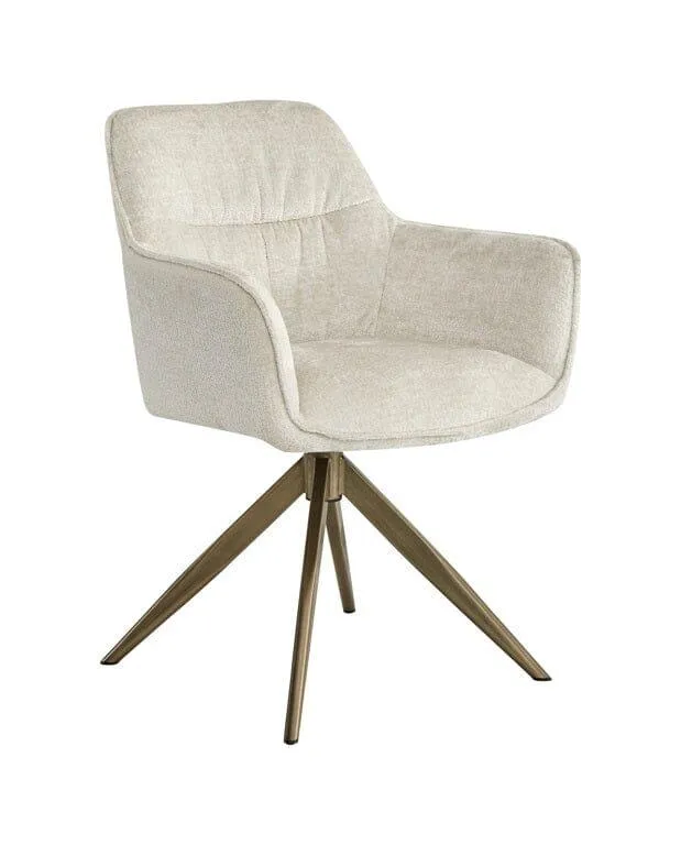 Richmond Interiors Esszimmerstuhl Design Arm Chair Fire Retardant White Chenille Khaki Anthrazit