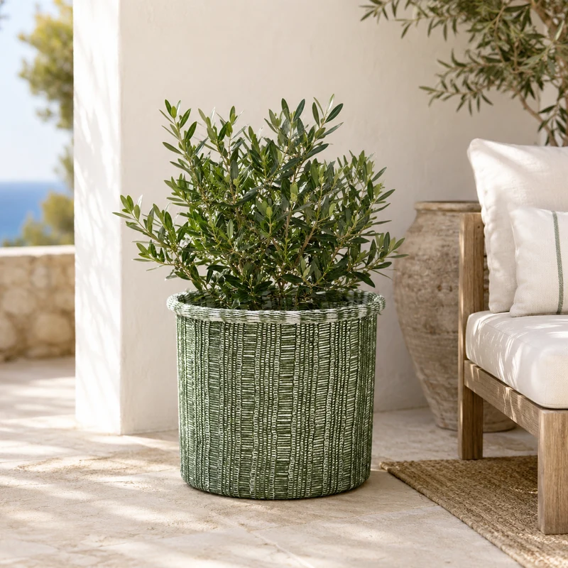 Cesto portavaso rotondo intrecciato h28xd32 – Danfield green