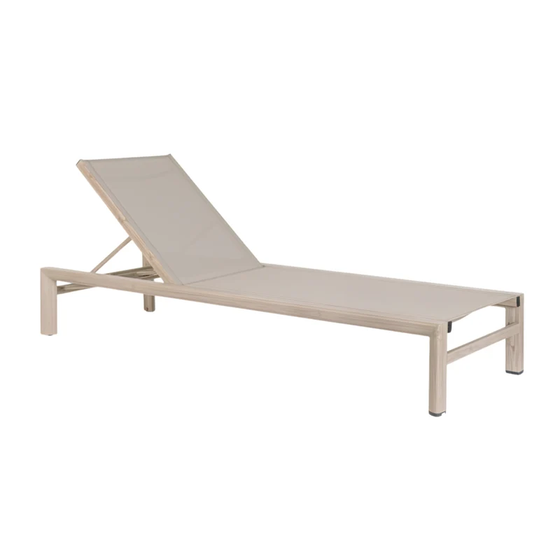 Lettino prendisole da giardino con schienale reclinabile effetto legno – Skipper