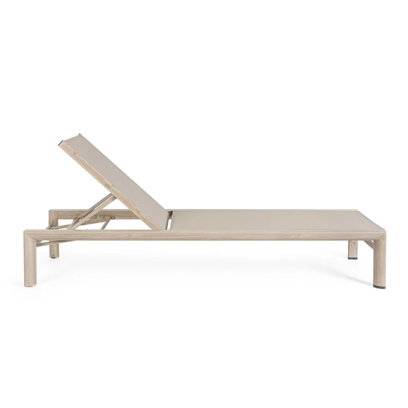 Lettino prendisole da giardino con schienale reclinabile effetto legno – Skipper
