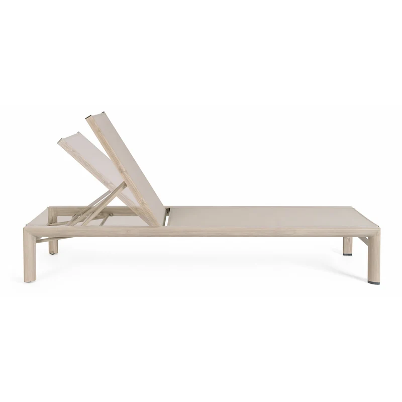 Lettino prendisole da giardino con schienale reclinabile effetto legno – Skipper