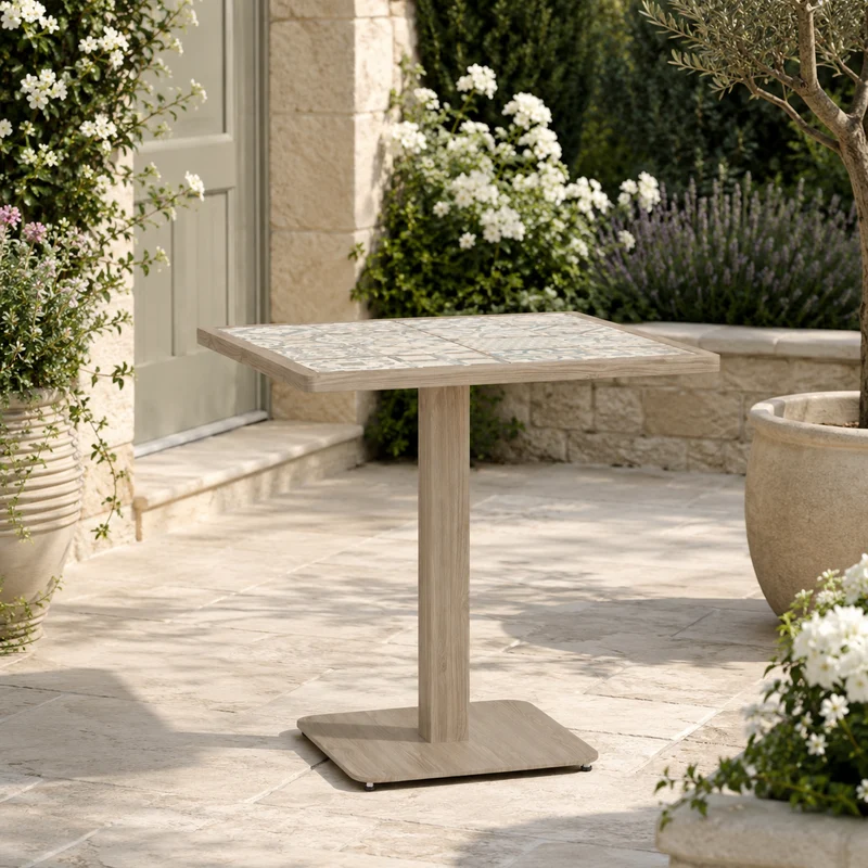 Tavolo da esterno in alluminio 73 x 73 cm - Kalimera timber
