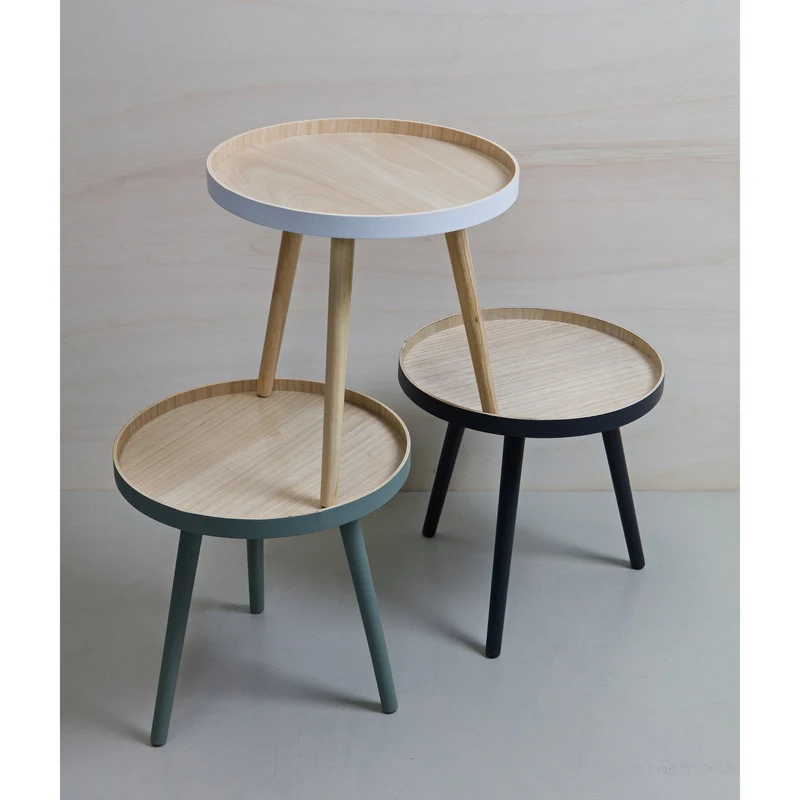 Set di 4 tavolini con gamba in legno di frassino Sasha 41x41 cm