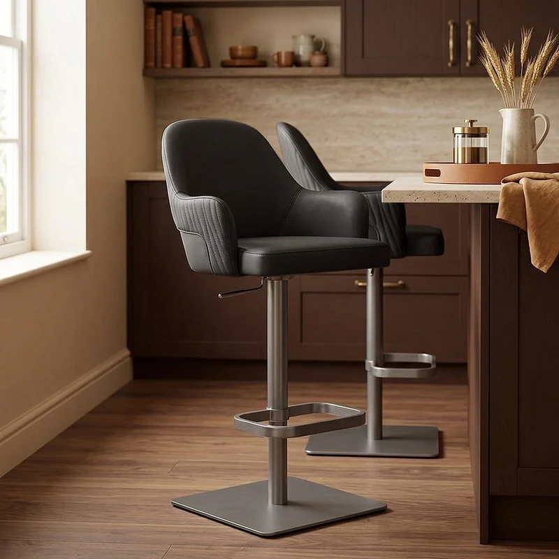 Sgabello Ecopelle Graphite - Antonia Nero