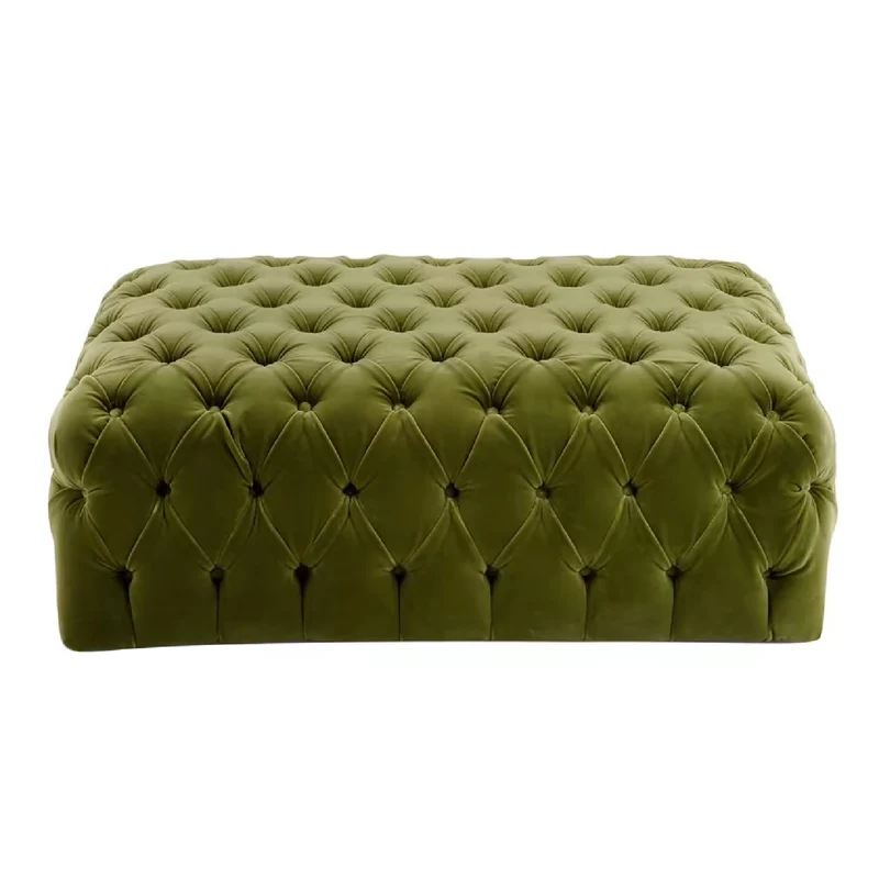 Green Rectangular Capitonne Pouf by Domingo Salotti