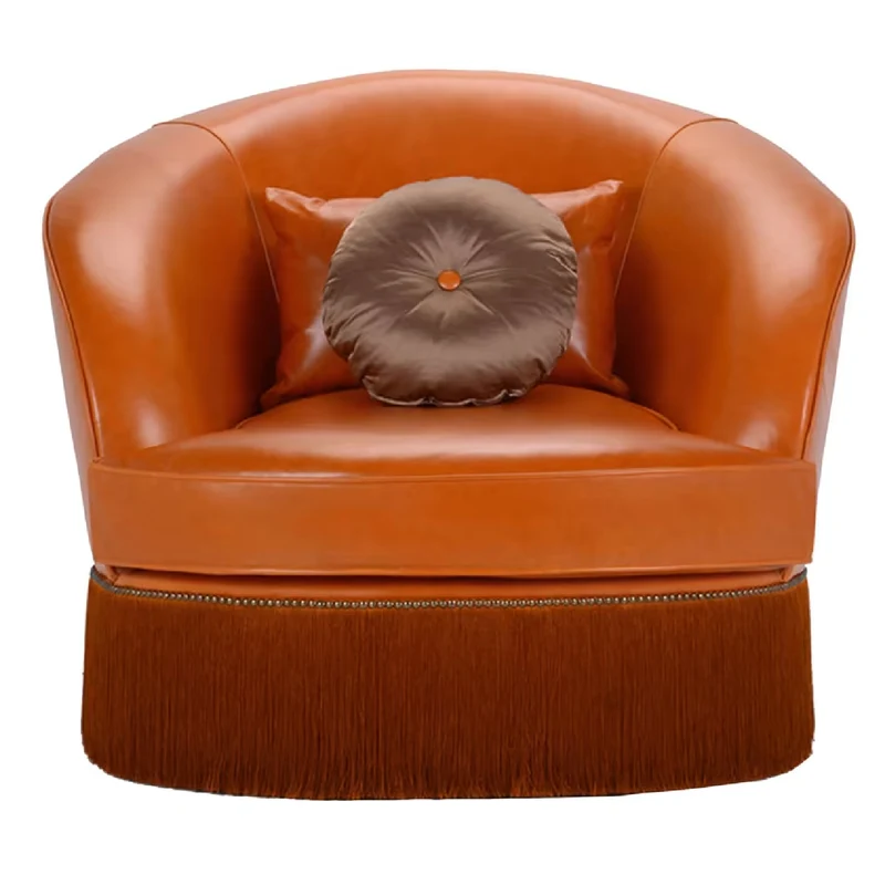 Dione Large Orange Leather Armchair by Domingo Salotti