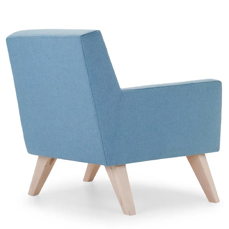 Boston Light Blue Armchair with Wooden Feet by Domingo Salotti
