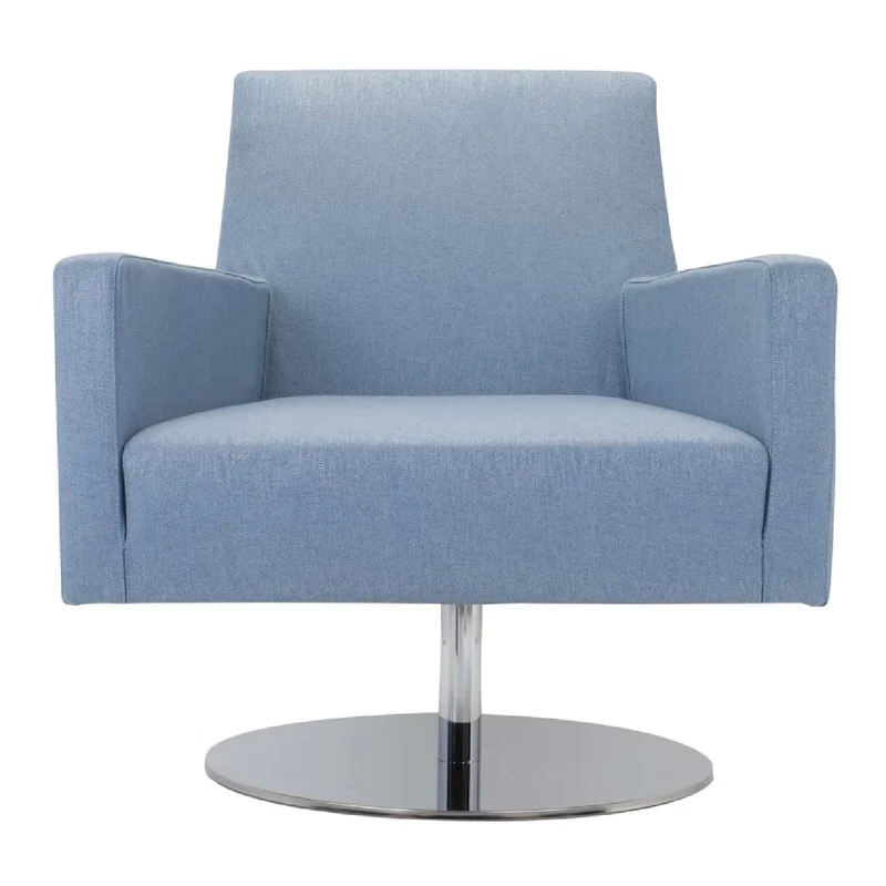 Boston Light Blue Armchair with Metal Swivel Base by Domingo Salotti