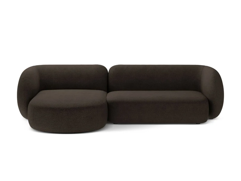 Divano Angolare Modulare Sinistro in Bouclé, "Kate", 3 Posti, 285x176x76