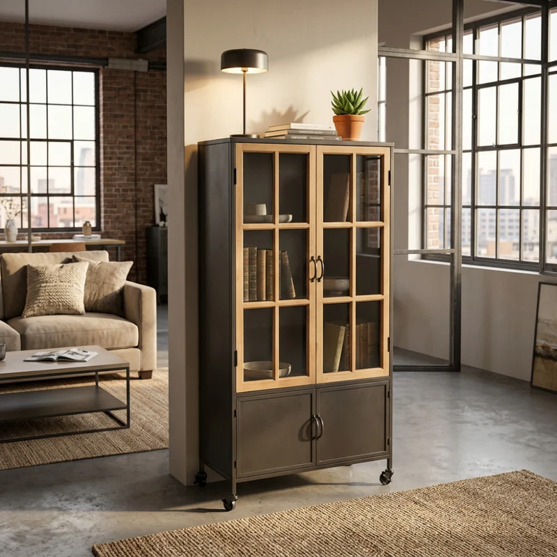 Vetrina Derick in Legno e Metallo