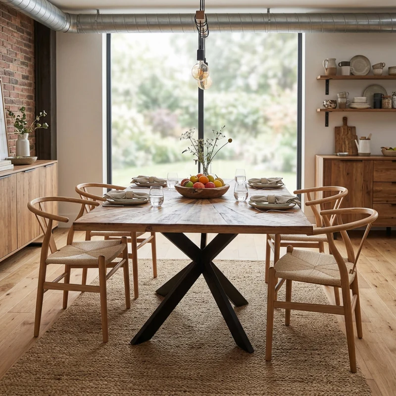 Tavolo da Pranzo Dannie in Legno e Metallo