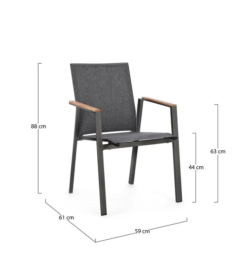 Poltrona "Cameron" da esterno in alluminio verniciato a polvere con dettagli in Teak
