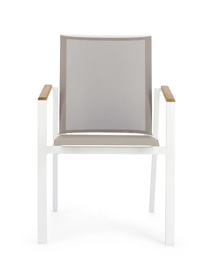 Poltrona "Cameron" da esterno in alluminio verniciato a polvere con dettagli in Teak