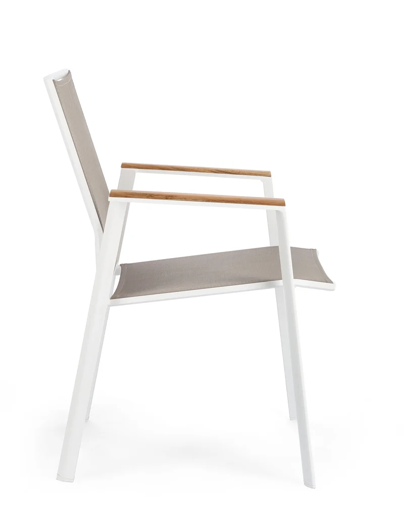 Poltrona "Cameron" da esterno in alluminio verniciato a polvere con dettagli in Teak