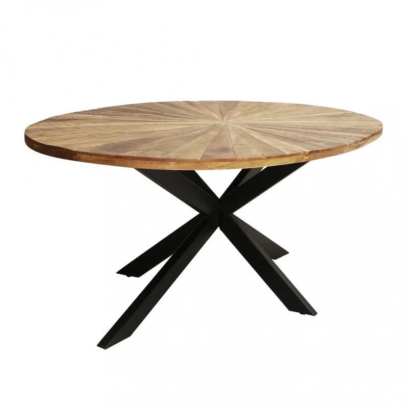Tavolo da Pranzo Ovale Colton con Top a Raggiera in Legno