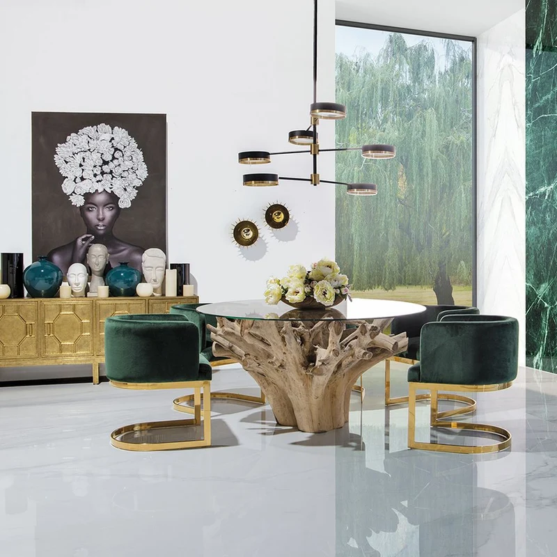 Tavolo da Pranzo di lusso in radice di teak naturale pezzo unico