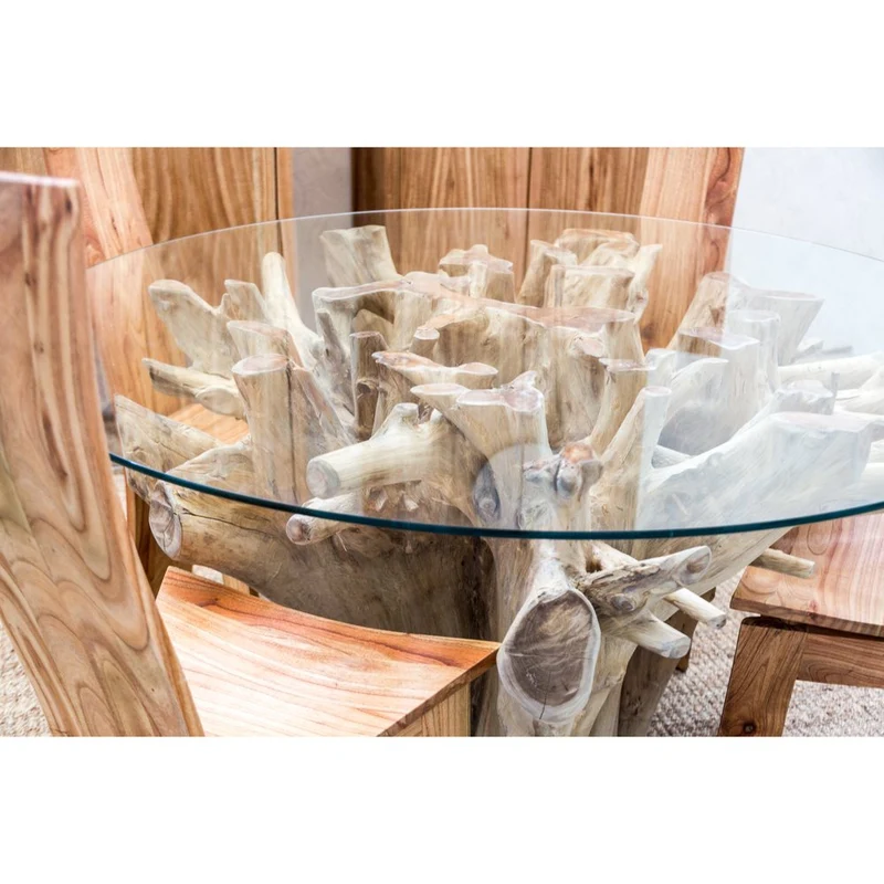Tavolo da Pranzo di lusso in radice di teak naturale pezzo unico